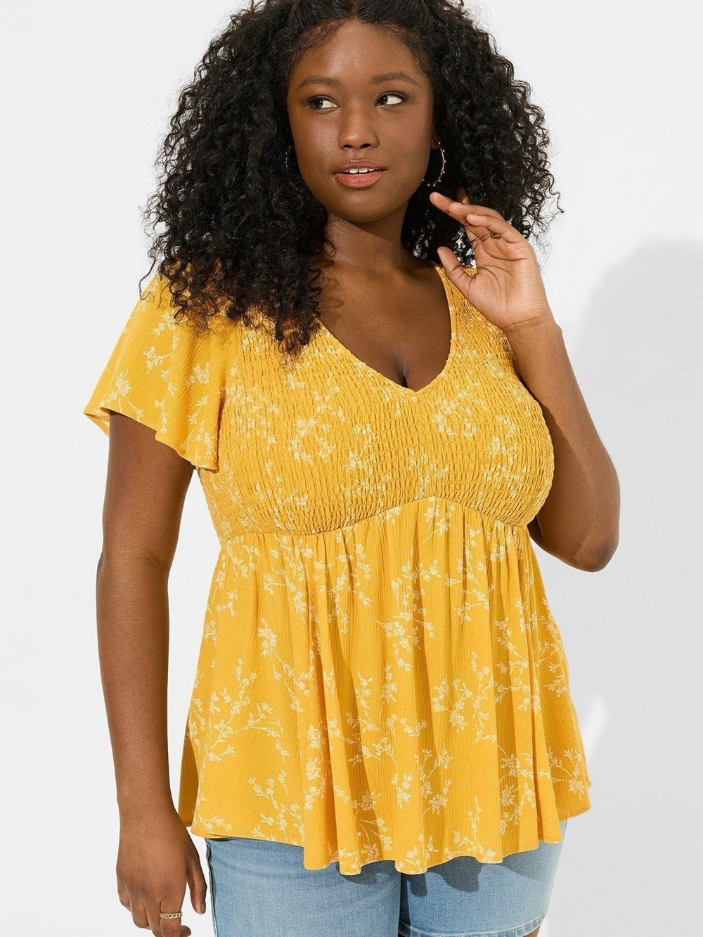Torrid Smocked Babydoll Blouse